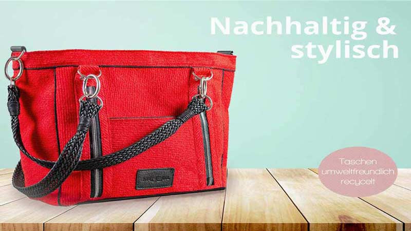 Rote Tasche aus rcyceltem Material